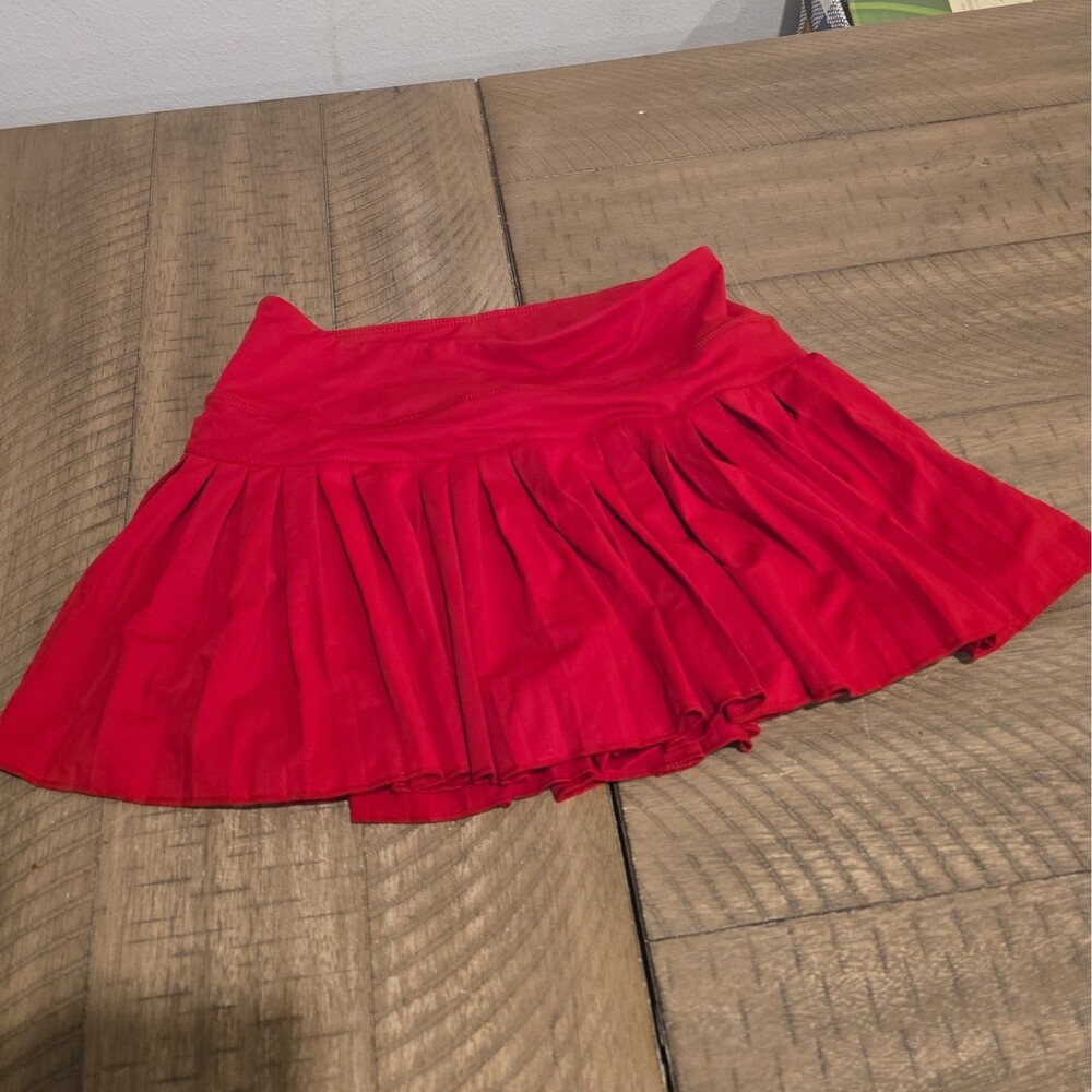 Gold Hinge Ruby Red Pleated Tennis Skirt Women's Size Small Pull On